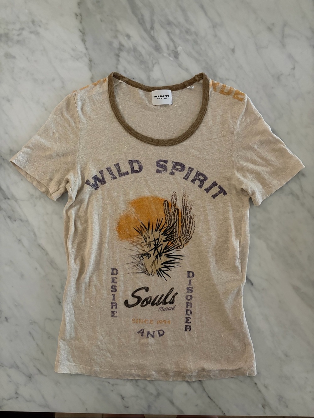 Etoile Isabel Marant 100% Linen Kiliann Tee - Ecru/Sand - Size M